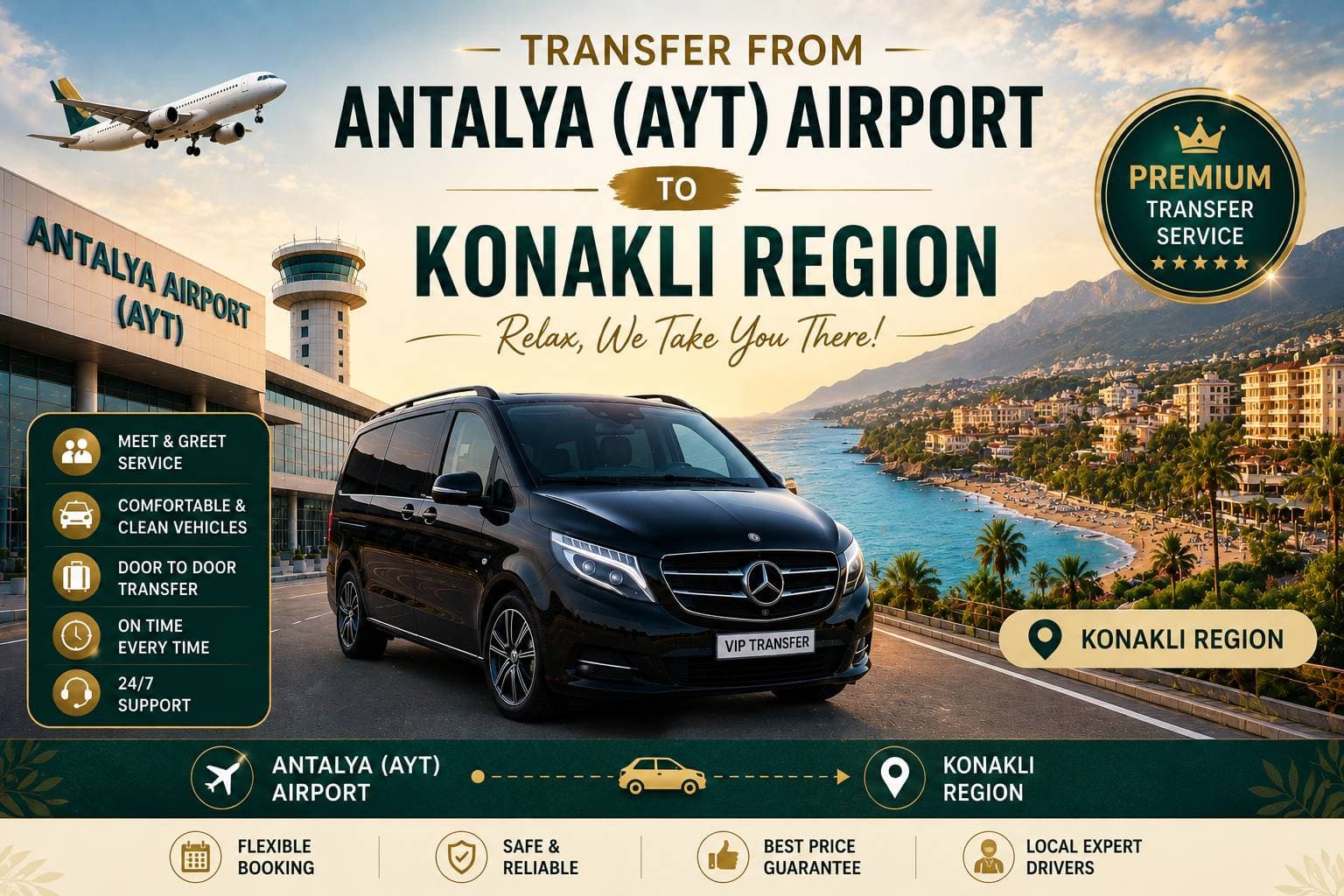 Transfer from Antalya (AYT) Airport to Konakli Region
