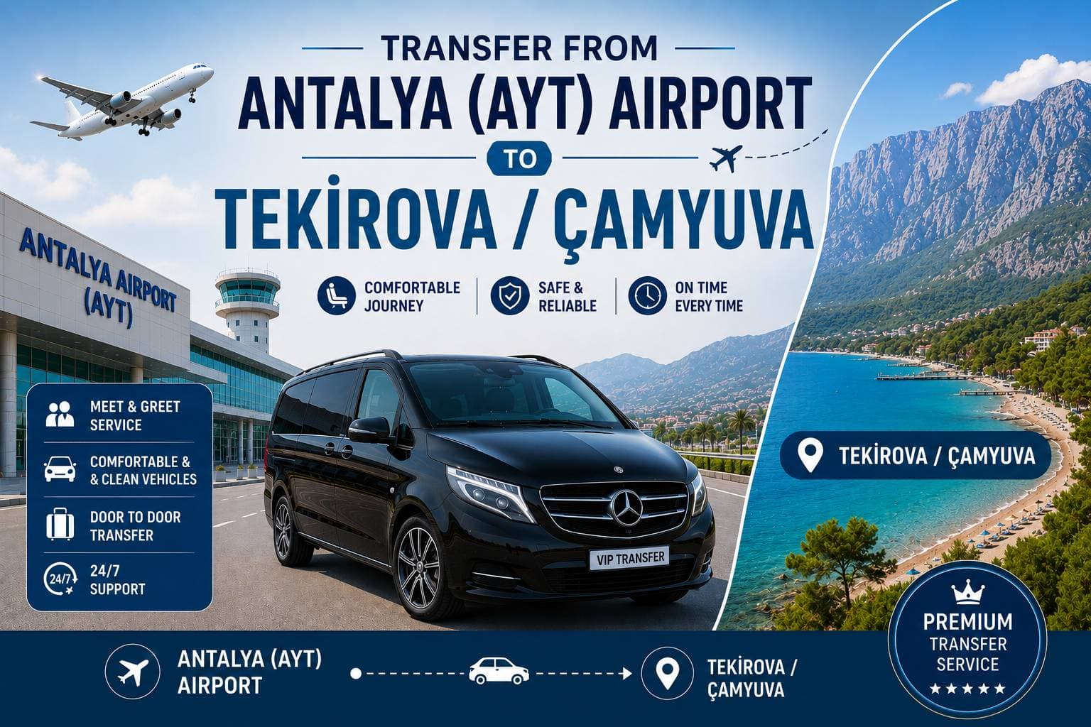 Transfer from Antalya (AYT) Airport to Tekirova/Çamyuva