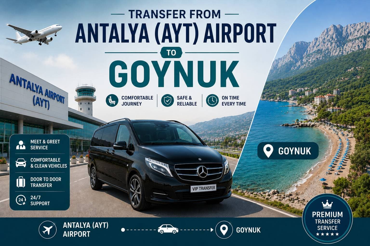 Transfer from Antalya (AYT) Airport to Goynuk