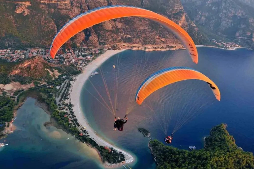 Gleitschirmfliegen über Ölüdeniz' atemberaubend blauem Himmel