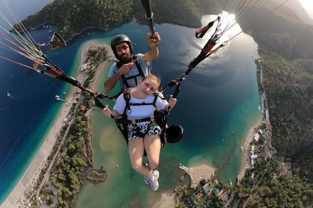 Gleitschirmfliegen über Ölüdeniz' atemberaubend blauem Himmel